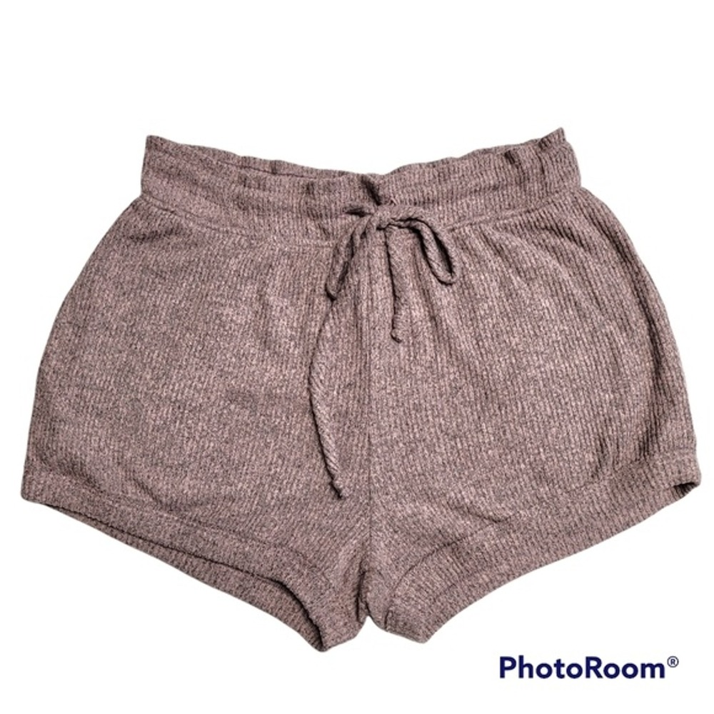 Maronie Light Purple Soft Ribbed Knit Pull On Lounge Shorts‎ With Pockets Small